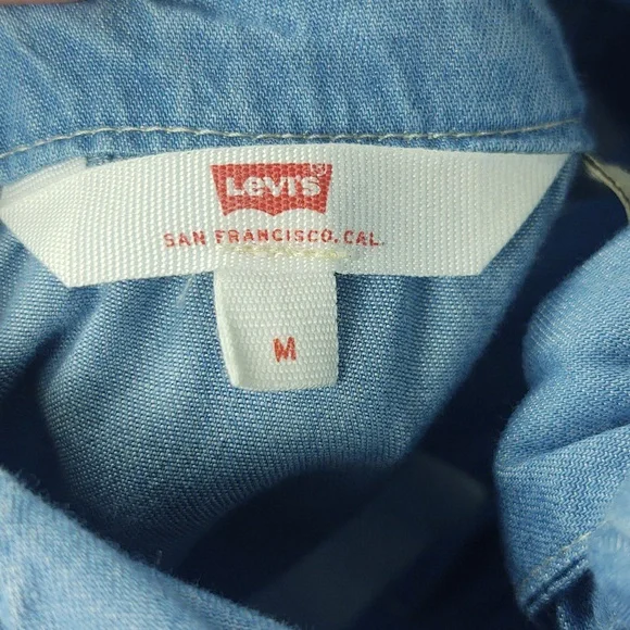 Levi's Chambray Dress Mini Flare Denim NWT Coastal Cowgirl Casual Blue Small - Picture 5 of 15